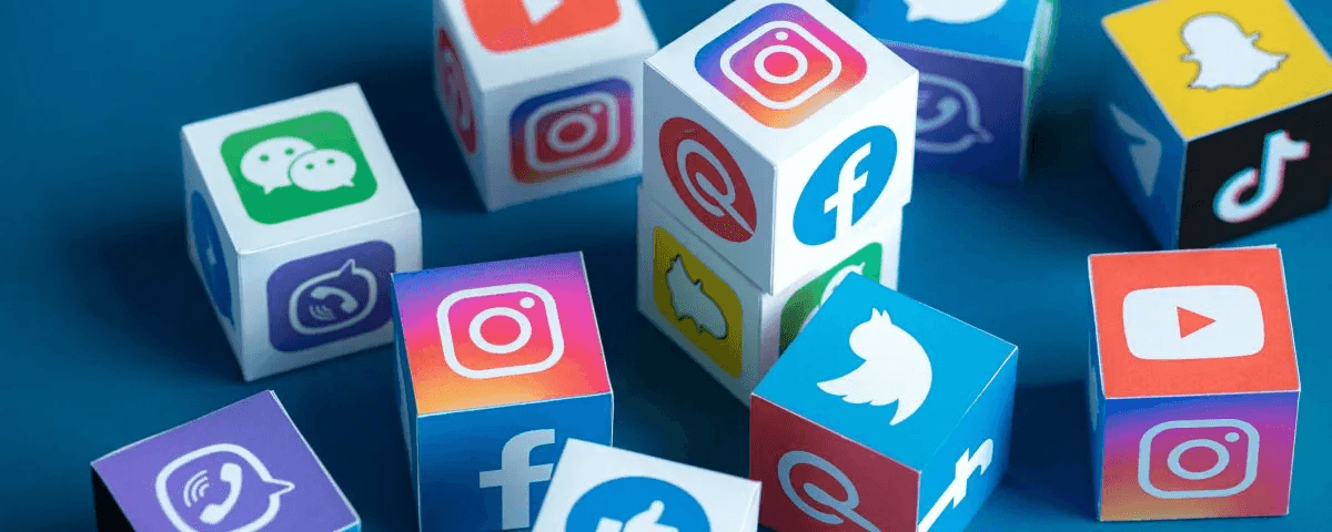 Social media icons showing various platforms